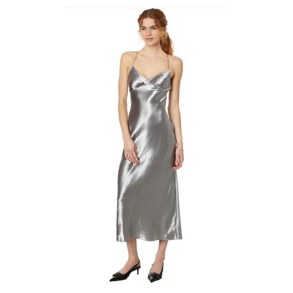 NWT Madewell The Layton Midi Slip Dress in Metallic Recycled‎ Satin Size 2 - Picture 2 of 16
